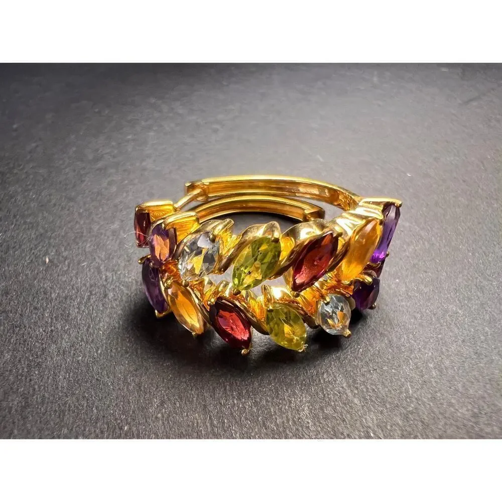 NEW multi gemstone hoop earrings in vermeil gold over sterling silver